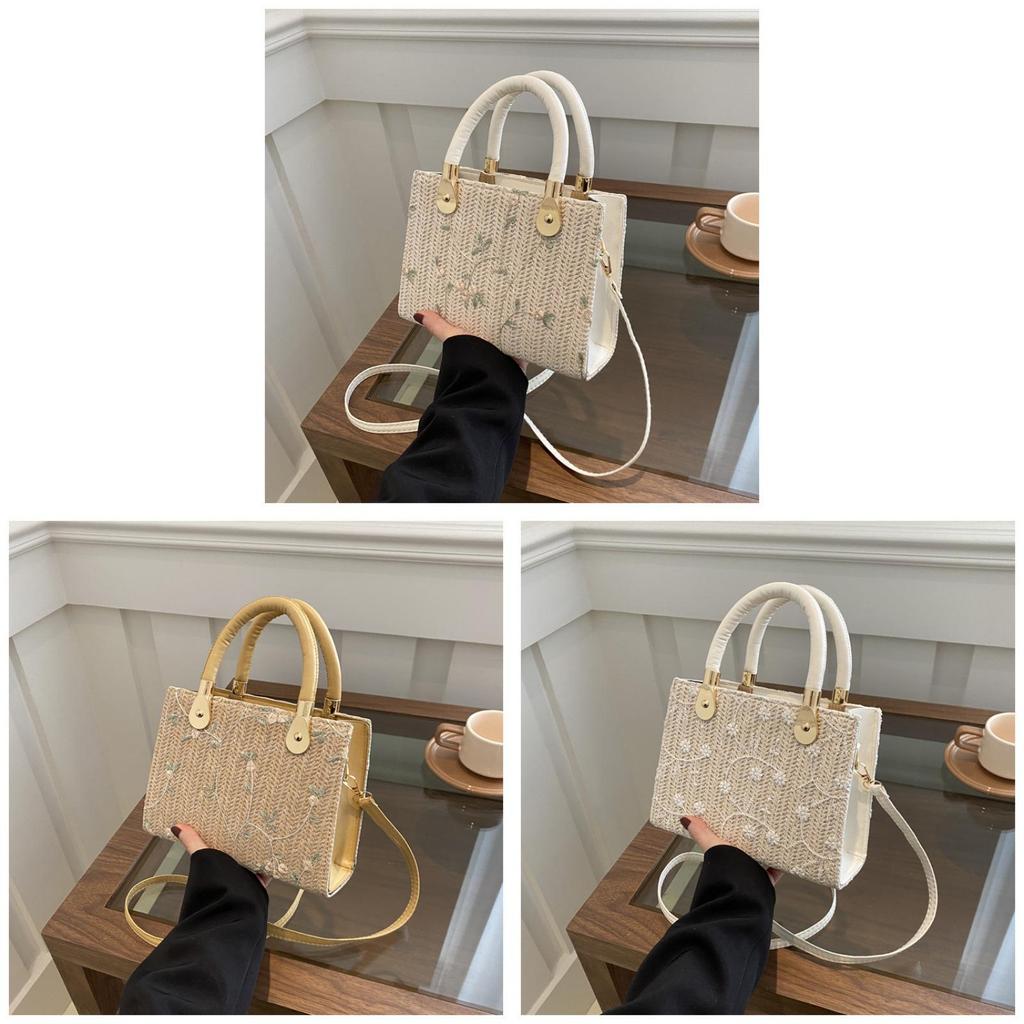 Straw Handheld Small Square Bag For Daily Casual Wear Street Style