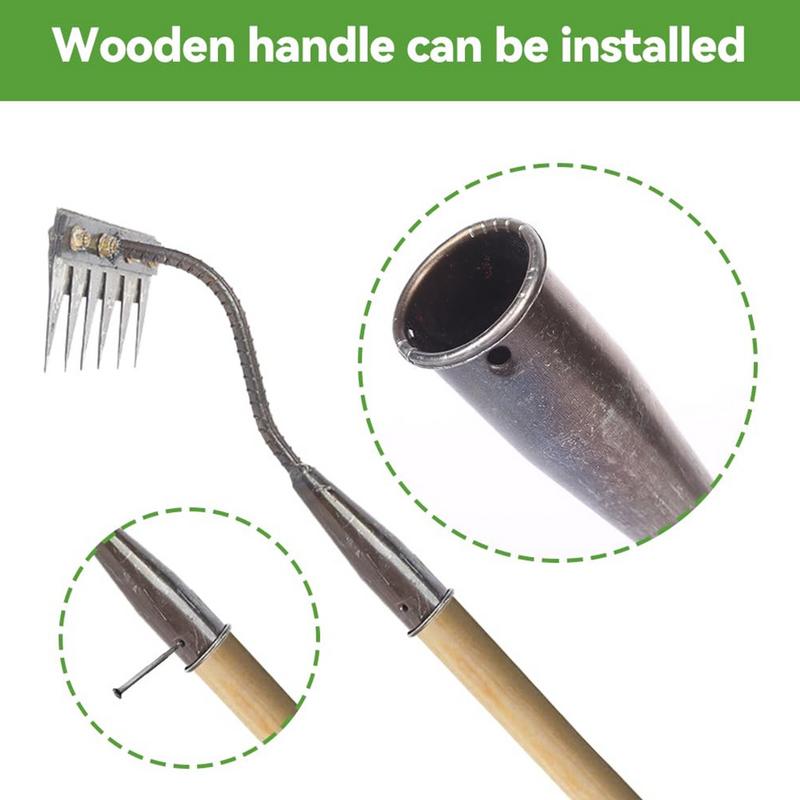 Garden Weeding Rake Carbon Steel Hand Rake Uprooting Puller Detachable Remover Weeder Claw Agricultural Weeding Hand Weeder Tool