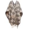 New autumn and winter circle yarn imitation mohair thickened jacquard checkered cross shawl