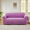 Elastic Solid Color Sofa Cover Full Protection Slip Resistant Minimalist Skirted Design