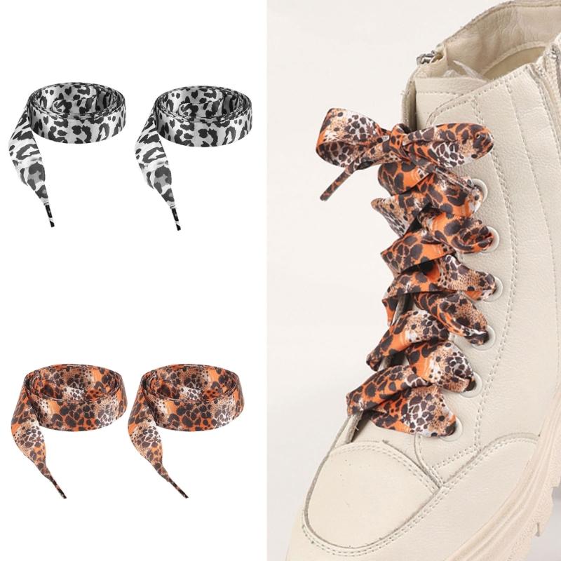 Leopard Print Flat Shoelaces For Casual Shoes Sports Sneakers Boots Soft Polyester Shoe Strings Footwear Accessories