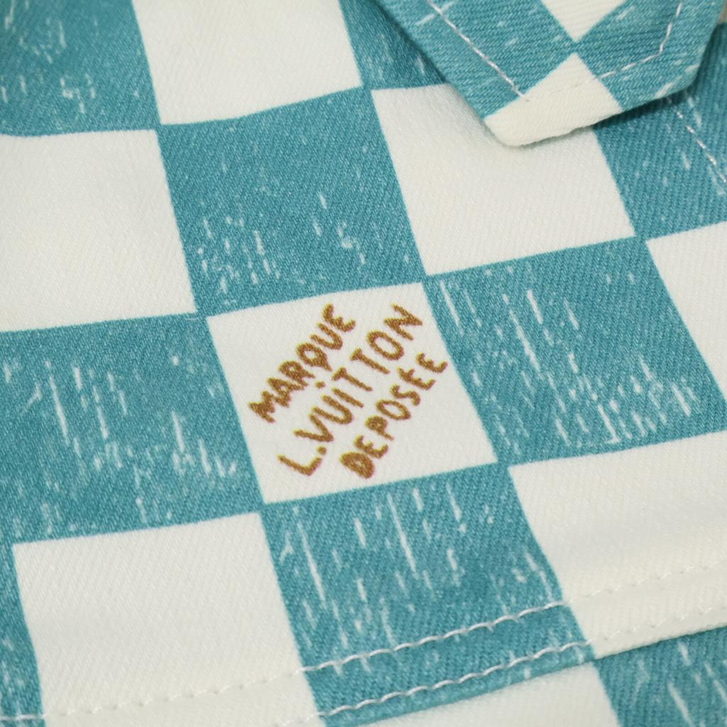 LOUIS VUITTON [Excellent Condition/Domestically Authorized] RM2129 IM3 HLA20W Damier Denim Trucker Jacket 44 White / greenUsed