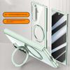 Metal Ring Holder Magsafe Magnetic Phone Case for Samsung Galaxy Z Fold 7 Spring Hinge with Tempered Glass Film Protection Cover