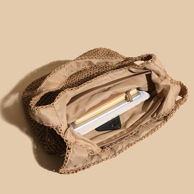 Yogodlns Weave Tote Bag Large Capacity Summer Beach Straw Handbag and Purse Female Bohemian Shoulder Bag for Women Ladies Travel Bag