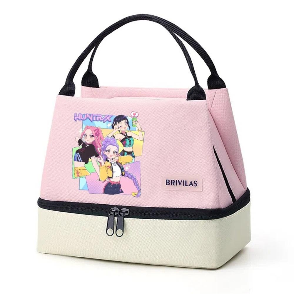 Anime KPop Demon Hunters Färgrik Dubbellager Isolerad Väska Isolerad Matlåda Student Handväska