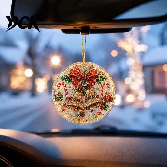 Festive Wall Hanging Christmas Acrylic Ornament, 2D Flat Double Side Printed Office Holiday Decorations Santa Snowman Pendant for Tree Window,