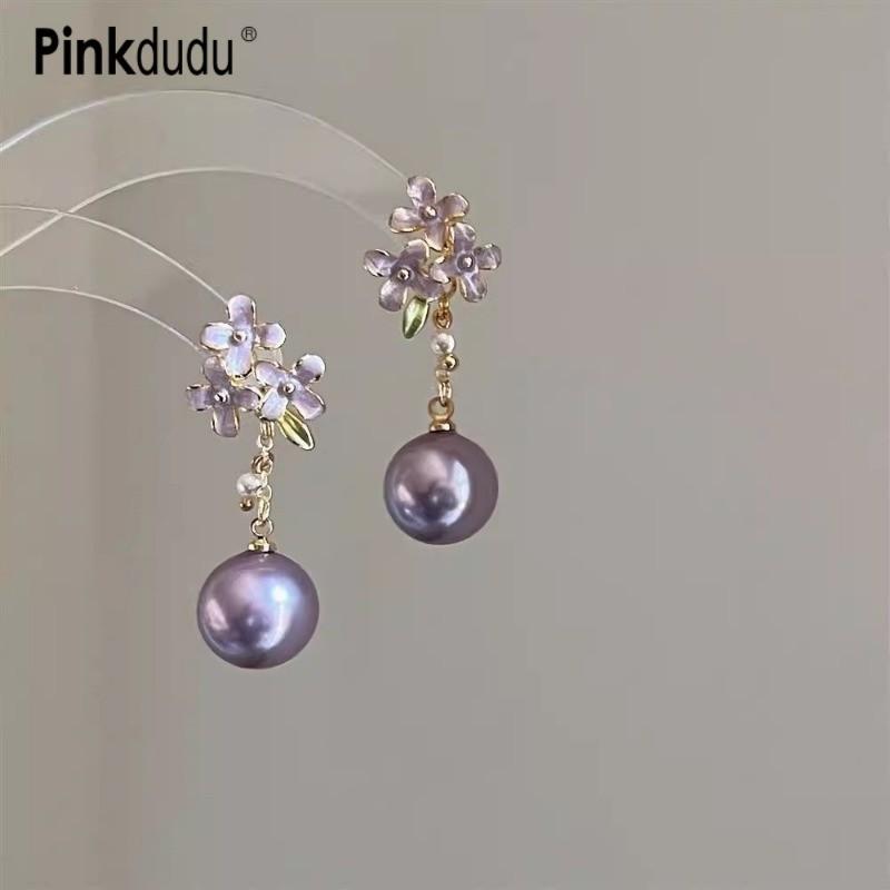 Pinkdudu Premium Lilac Resin Bead Earrings Luxury Minimalist Design Elegant Earrings Jewelry for Women Clip-On Earrings PD2325