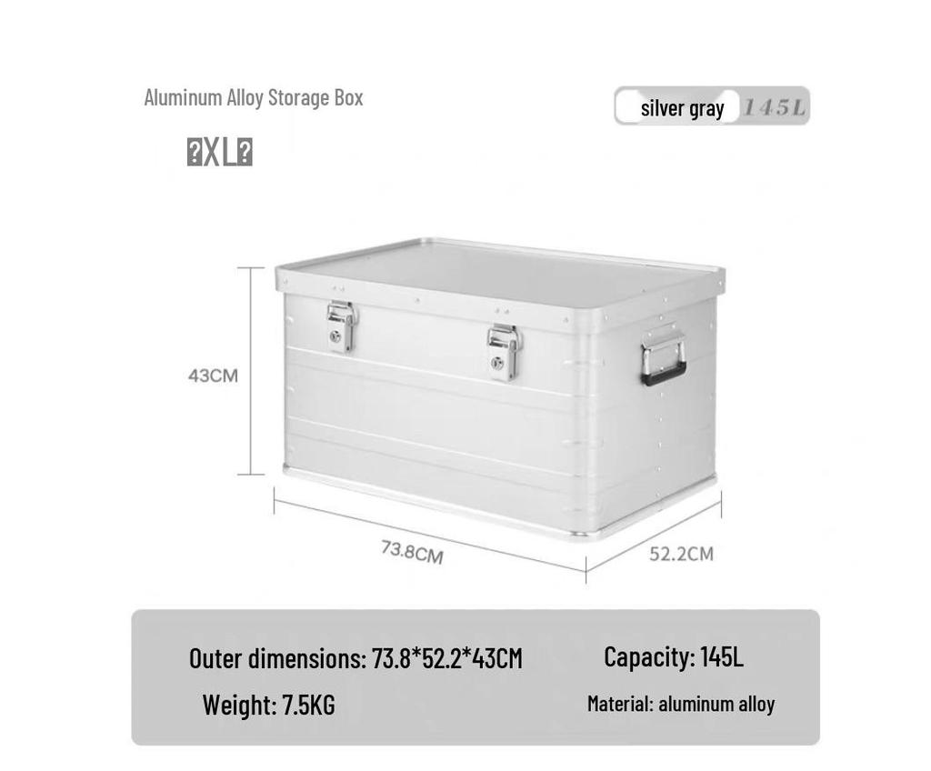 Aluminum Alloy Large Capacity Roof-Mount Camping Storage Box with Lock