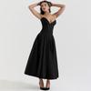 New Sexy Tube Top Deep VA Word Skirt Fashionable Crumpled Sleeveless Backless Long Dress European and American Style Dress