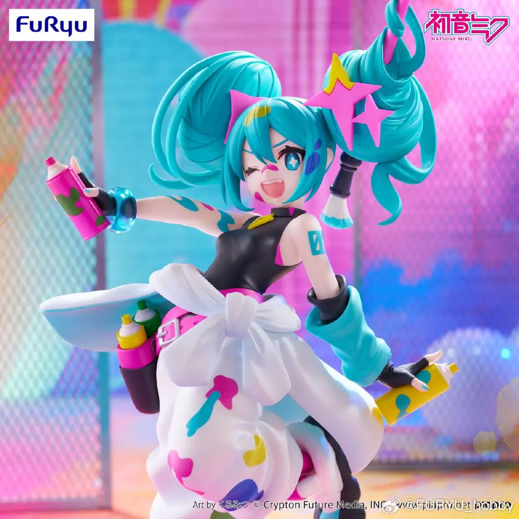 Original Genuine Model Furyu Trio-Try-It Hatsune Miku 19Cm Paint Girl Figure Anime Figurine Toys Gifts Collections For Children