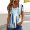 Women Casual Loose V-Neck Striped Funny Printed Summer T-Shirt Streetwear Pullover Tee Female Clothing Tops Women's Fashion