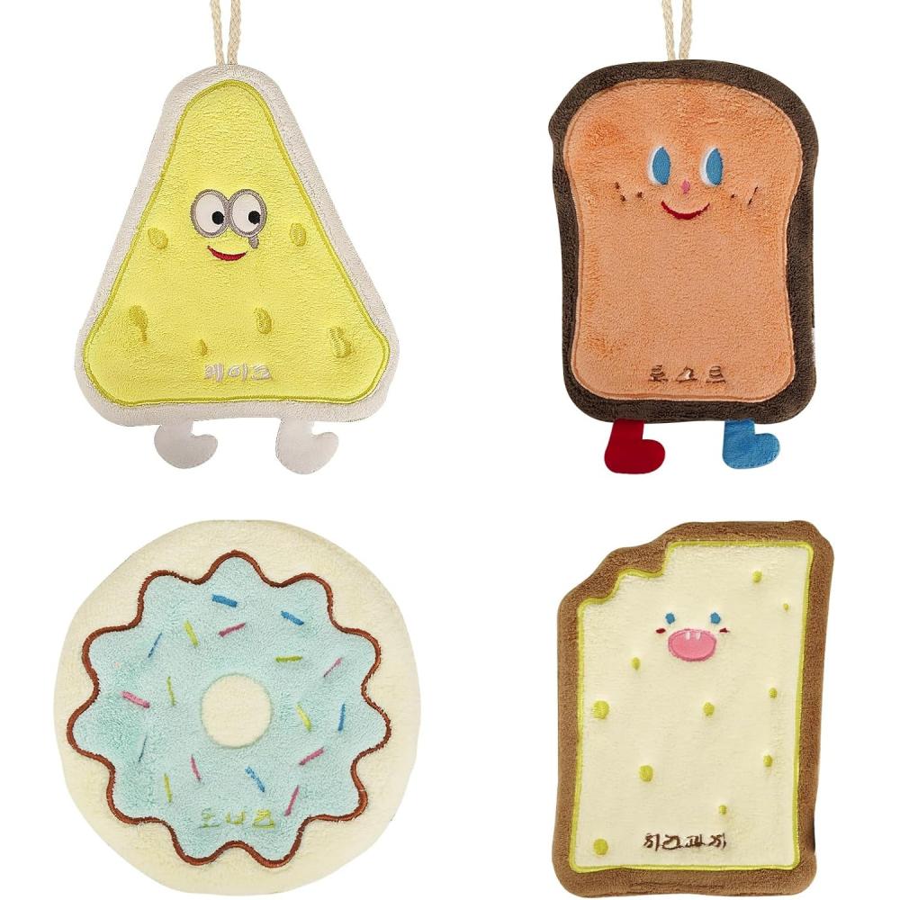 Cartoon quick-drying hand towel, made of soft absorbent coral fleece, with a hanging ring, suitable for cute kitchens and bathro