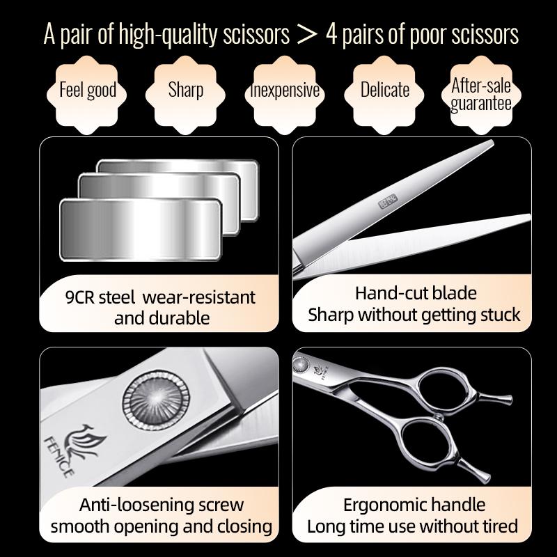 Fenice 6//6,5/7/7,5 Zoll Professionelles Haustier Hunde Pflege Scheren Set Gerade & Gebogen & Ausdünn & Effilierschere