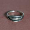 VENTFILLE 925 Sterling Silver Geometric Unique Fish Retro Ring for Women Bohemian Adjustable Open Vintage Ring For Party Gift