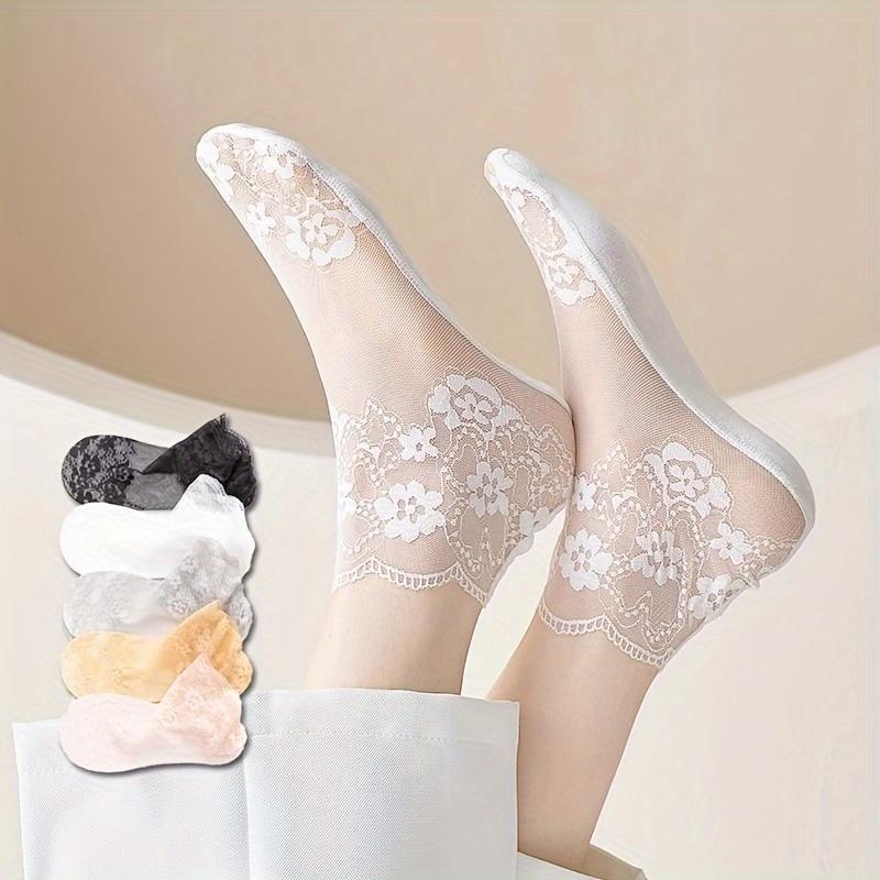 1 Pair Ultra-Thin Lace Ankle Socks Breathable Mesh Socks for Spring and Summer