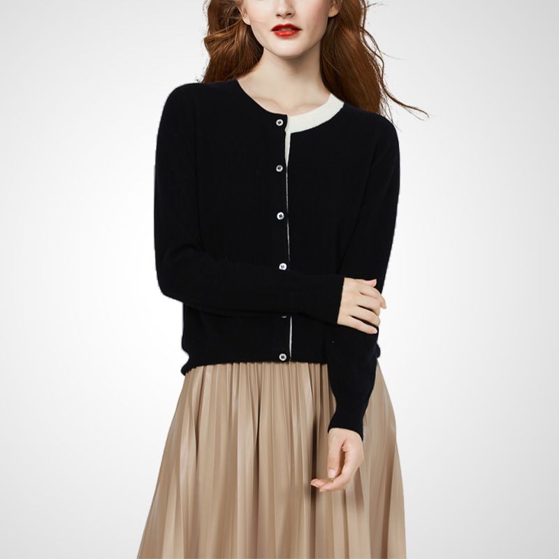 

Short Fashion Retro Black Slim Looking Autumn Cardigan Black S