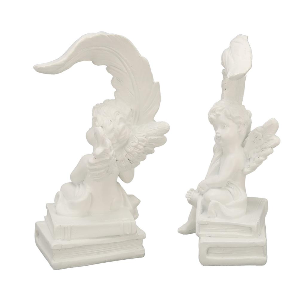 Garden Cherubs Statue Resin Adorable Vivid Expression High Glossy White Cherub Figurine Statue