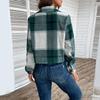 Autumn Women's Jacket Short Plaid Cardigan Vintage Lapel Cozy Casual Long Sleeve Jacket