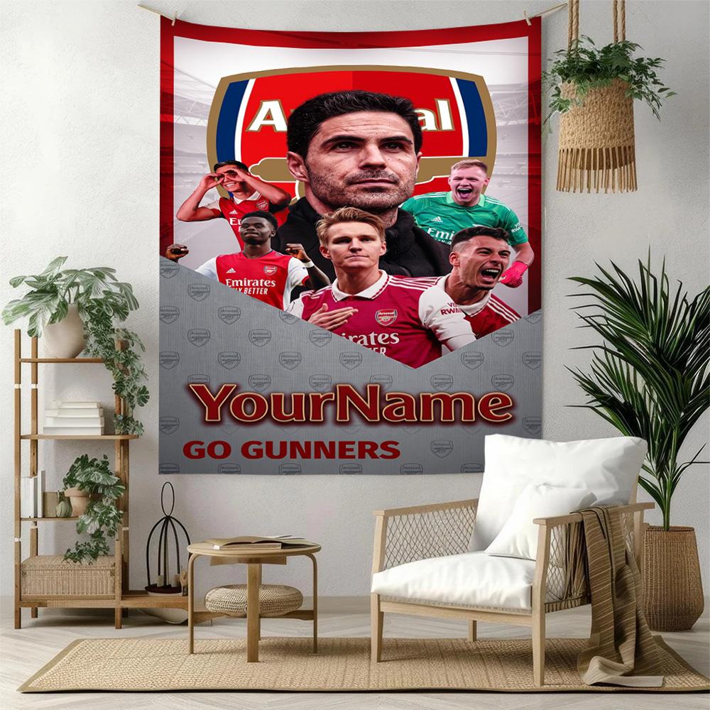 Arsenal Custom Ditt Navn Vægdekoration Vægtæppe Kunst Til Kæledyrsminde Fødselsdag Bryllupsfest Baggrund Familiegave