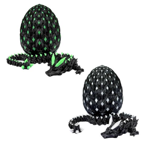 3D Printed Dragon Egg Figurine Movable Joints Luminous Loong Figure Fidget Toy Dragon Egg with Articulated Dragon Inside Decoration Ornament