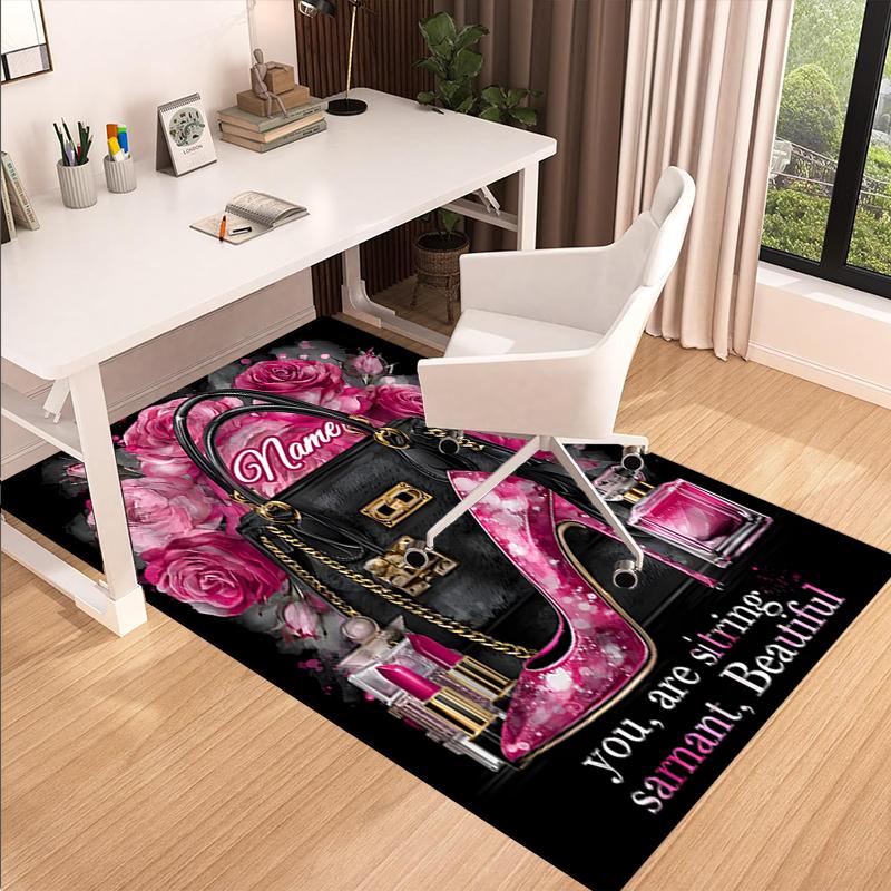 1PC Custom Name Elegant Fashion Accessories Theme Floor Mat Ideal for Living Room, Game Rooms, Office, Bedroom,Floor Mat Playful Design
