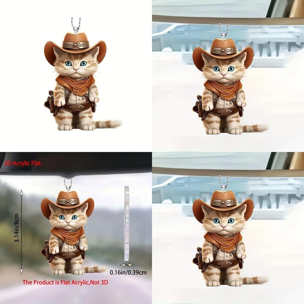 Cute Cartoon Acrylic Cat Pendant For Car Interior Decoration Stylish Accessories