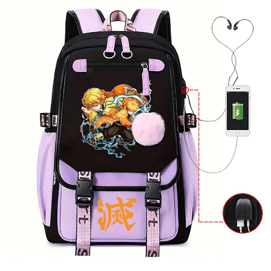 Ghost Extermination Surrounding Day Trend Backpack Large Capacity Student Schoolbag Multi-functional Leisure Outdoor Bag