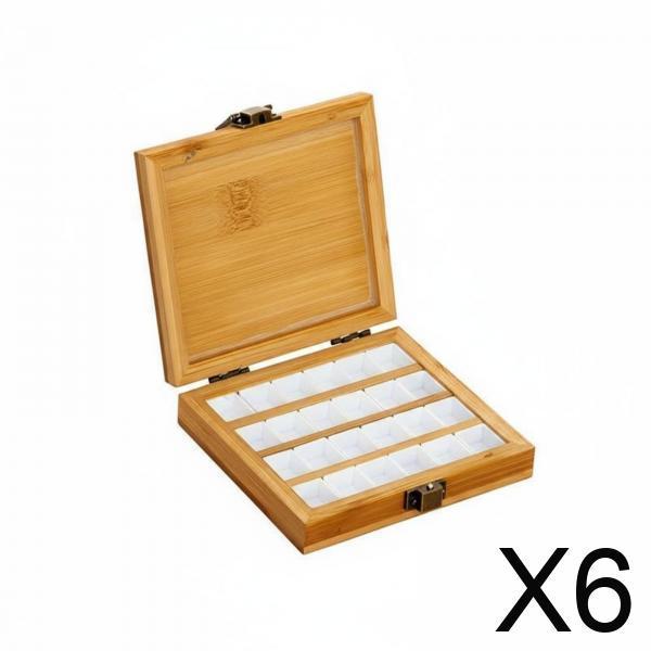 Portable Paint Palette Watercolor Mixing Box Wooden with Metal Latch for Secure