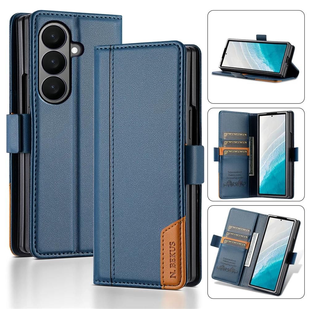 

Luxury Leather RFID Wallet Cards Solt Phone Case for Samsung Galaxy Z Fold 7 6 5 4 3 Fold6 Fold7 Flip Magnetic Protective Cover Galaxy Z Fold7