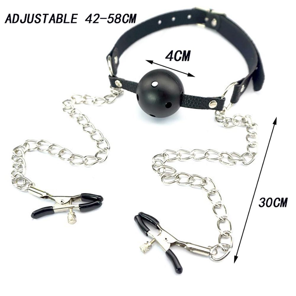 Adult Sex Products  Women's Mouth Stoppers with Chains Breast Clip Props Couples Flirting and Fun Sex Toys SM Sex Tool for Woman