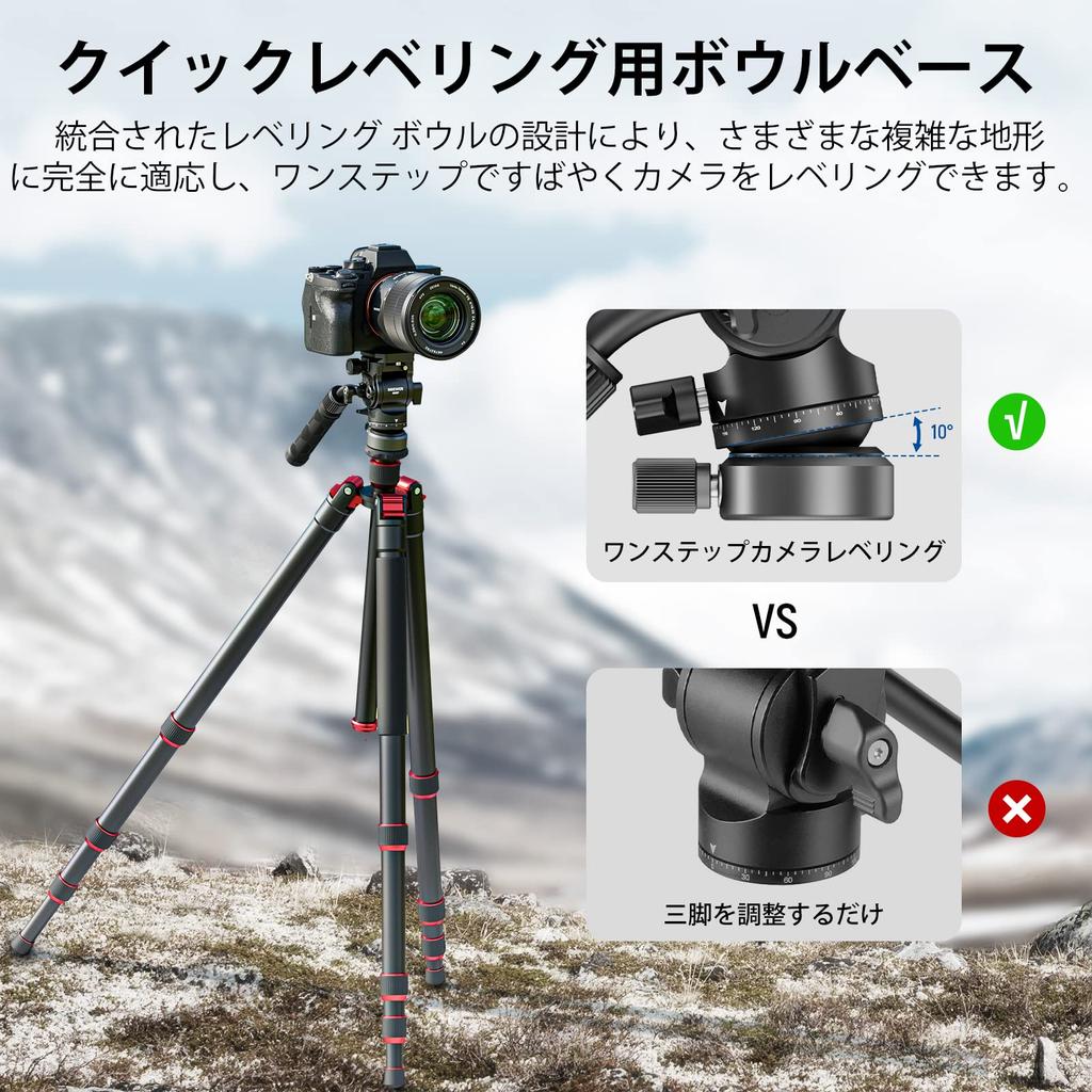 NEEWER GM27 Tripod Video with Fluid Head Leveling Base Metal QR and Telescoping Handle for Compact Camcorders and DSLR Maximum Load Capacity Head,