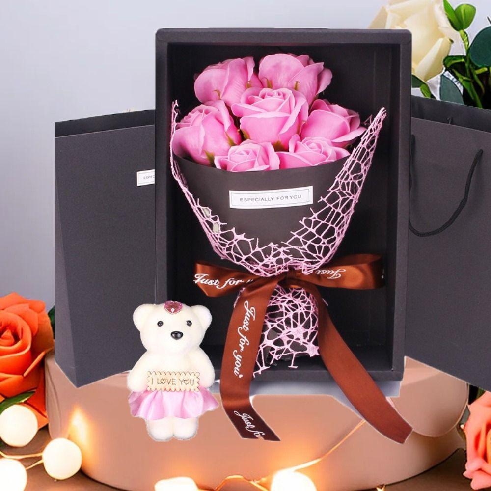 Cutie de ambalaj Buchet de trandafiri Cutie cadou Fundă cu panglică Mănunchi de trandafiri simulați Ziua Îndrăgostiților