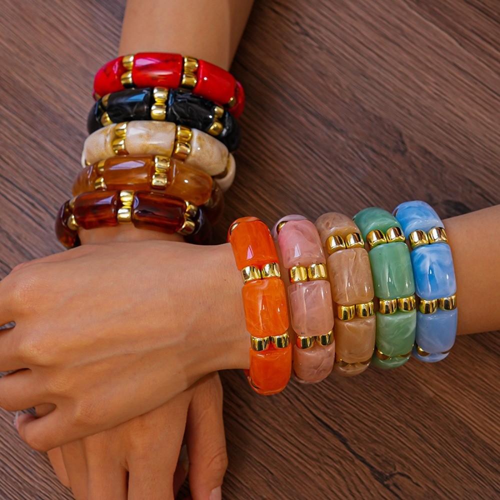Wide Acrylic Bangle Geometric Retro Hand Ring Temperament Exaggerated Bracelet  Gift