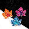 Fashionable maple leaf enamel gem brooch, women's anti-exposure pin, fixed clothes metal buttons, wedding party gifts