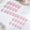 30 Pieces Reusable Faux Nail Pink Cats Eye Effect Almond Shape Press On Nail For Various Occasions