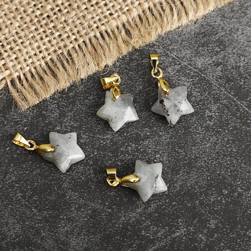 

Star-Shaped Faceted Natural Stone Double-Sided Pendant Charm Necklace, Bracelet & Earrings for Women