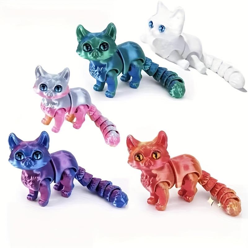 12Cm Articulated 3D Printed Cat Cute Animals Fidget Toys Decor For Stress Relief Desktop Decoration Pet Christmas Gift