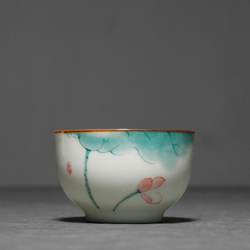 1 Stück Chinesischer Keramik-Teetassen-Untersetzer Handgefertigt Lotus-Teeschale Porzellan-Teetassenmatte Haushalts-Meistertasse Persönliches Teegeschirr 55ml