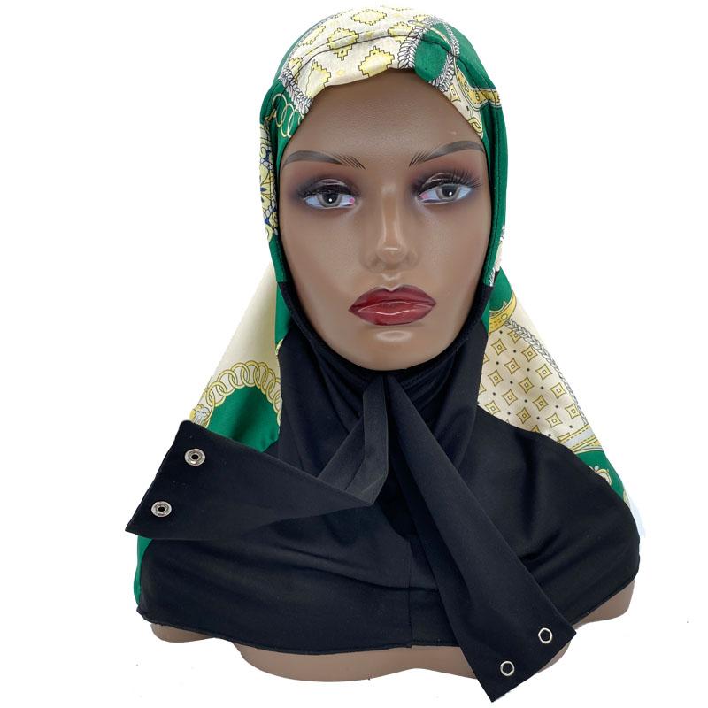 Ready Hijab With Snap Fastener Breathable Muslim Headscarf Bonnet Plain Neck Head Shawls Women'S Turban Hat Islam Under Cap