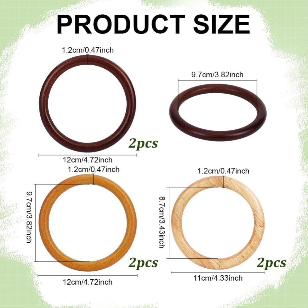 Handcraft Wooden Handbag Handles Round DIY Purse Handles Replacement Purse Strap