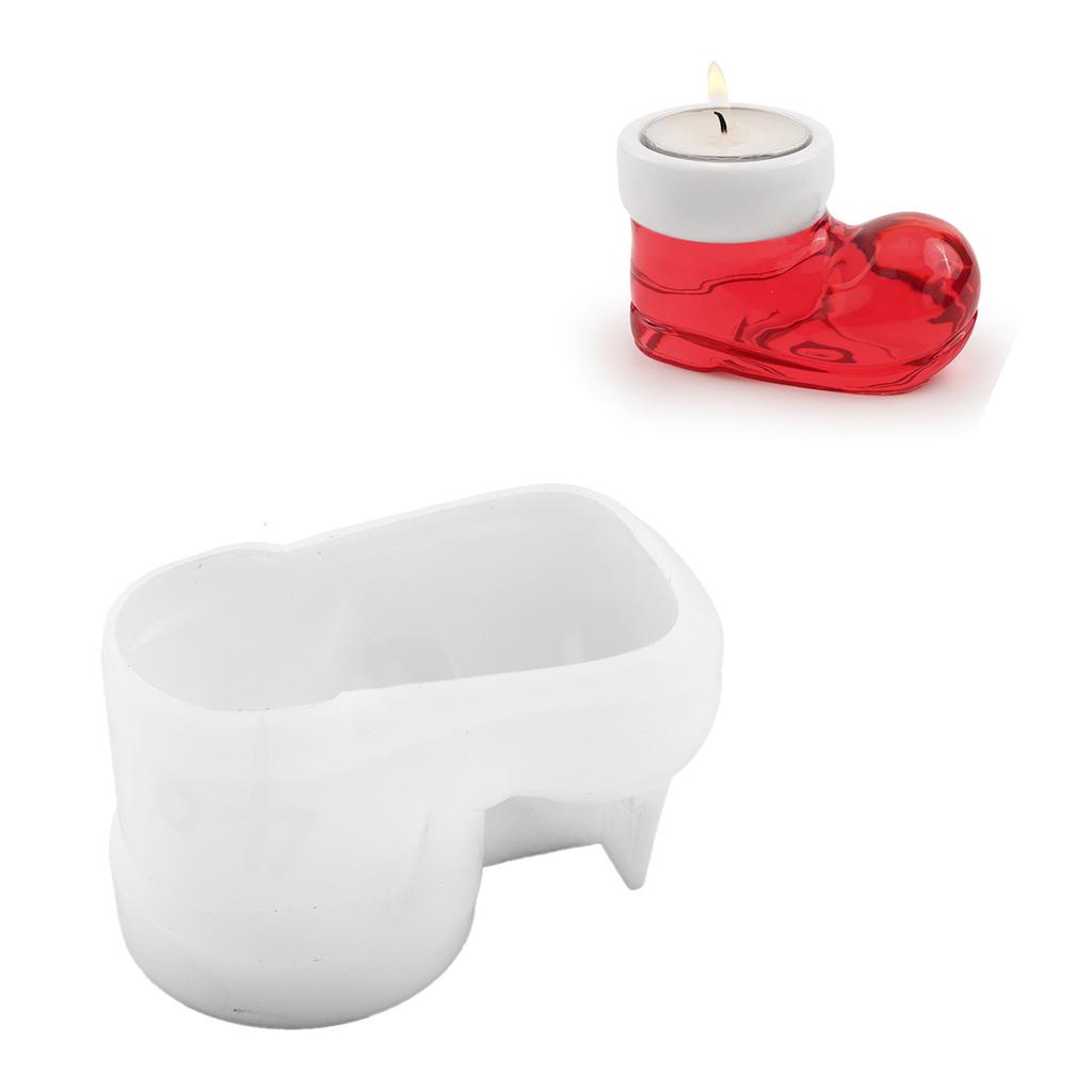 Christmas Boot Shaped Candlestick Mold High Temperature Resistant Silicone Candle Holder Mould Epoxy Home Ornament Mold