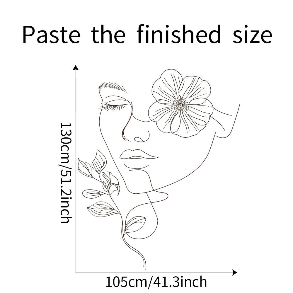 Minimalist Hand-Drawn Line Art Woman Wall Sticker Self-Adhesive Removable for Bedroom Living Room Background Wall Decoration