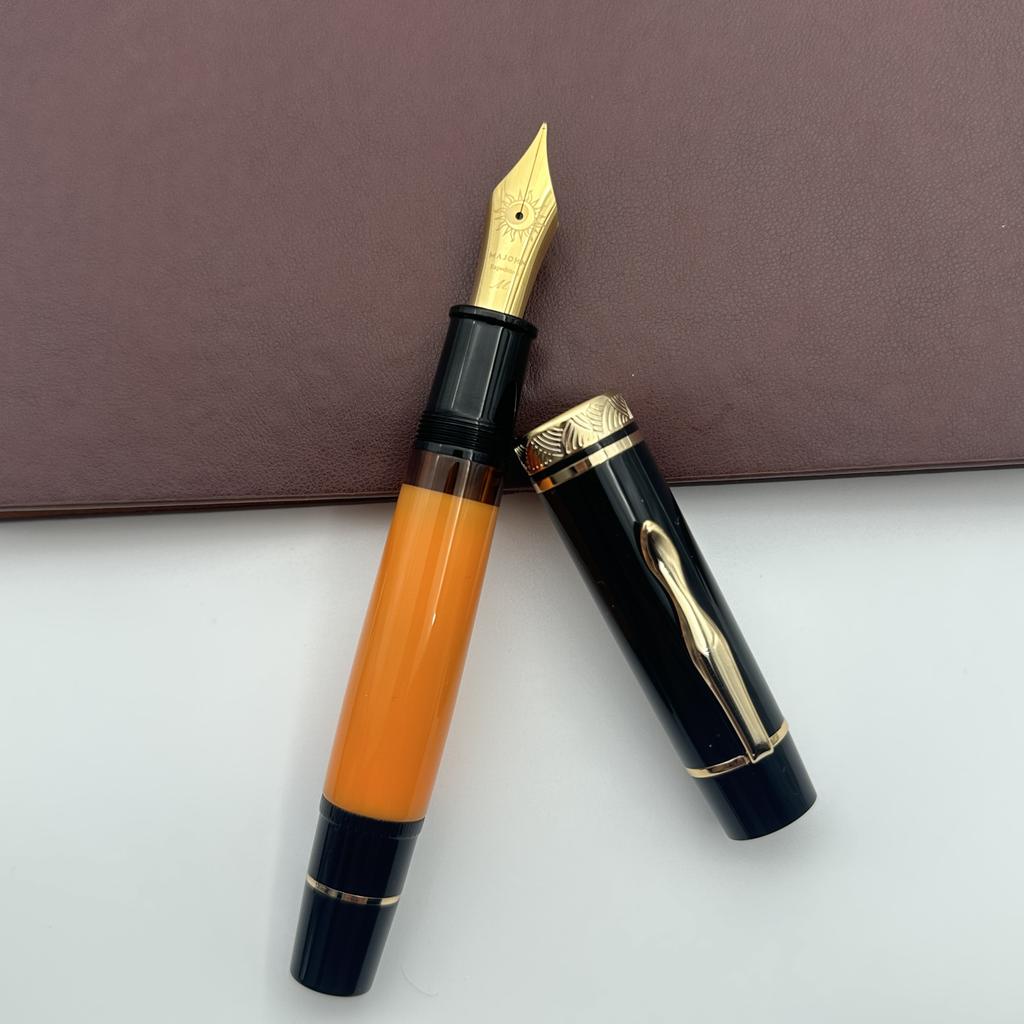 MAJOHN P139 Large Piston Fountain Pen No.6/8 EF/F/M Nib  Hard Rubber Tongue All-copper Piston Writing Pen Limited Black Rock!