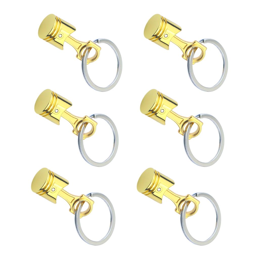 6Pcs/set Heavy Duty Alloy Car Engine Piston Keychain for Automotive Enthusiasts Mechanical Design Keyring Gift