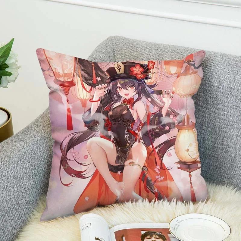 Genshin Impact Pillow Covers Decorative Cushions Cover for Sofa Pilow Cases Sleeping Pillows Pillowcase Fall Decor 45x45 Cushion