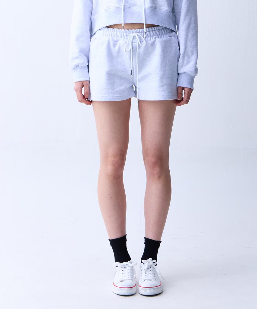 CRUSHST Slim Striped Sweat Shorts Melange White