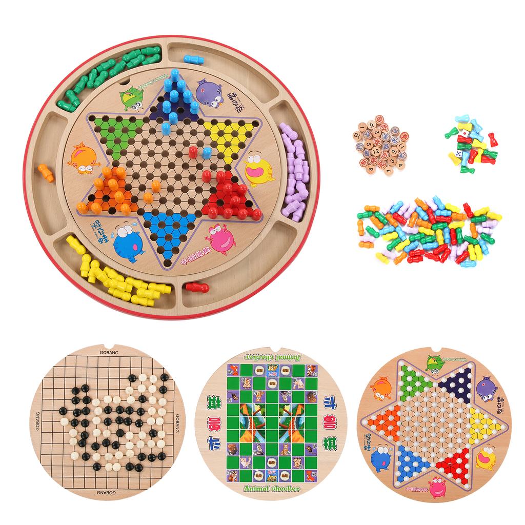 10 In 1 Wooden Children Intellectual Toys Checkers Animal Fighting Interactive Table Games