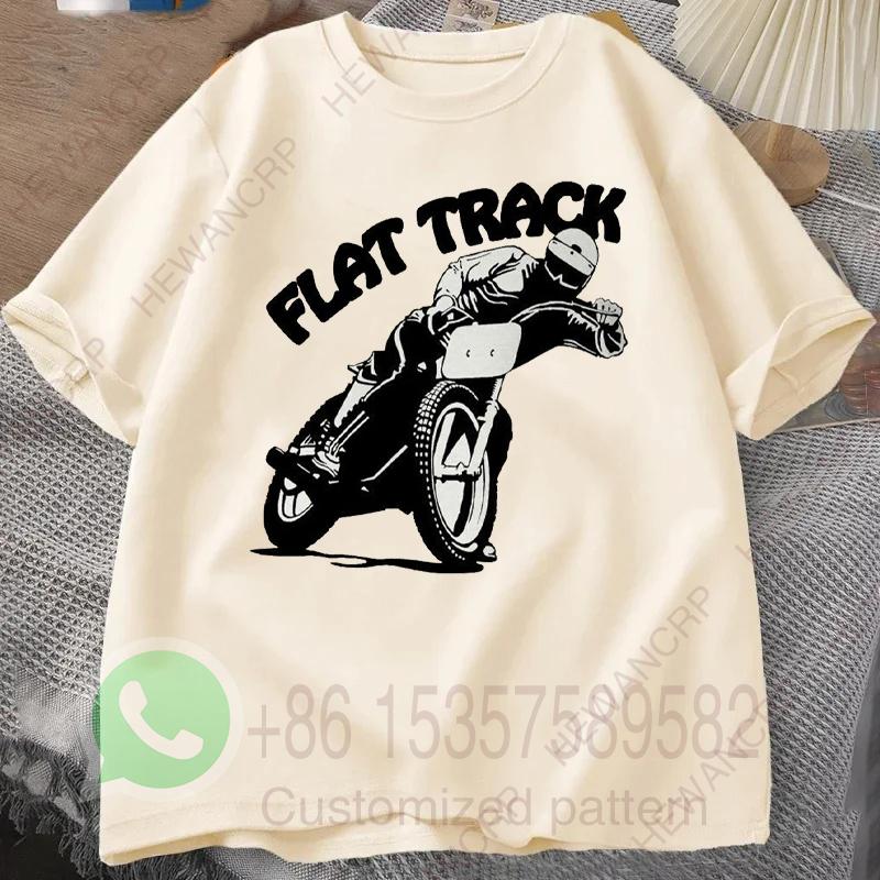 Flat Track Motorcycle Racing Tshirt Mens Tracksuit Cotton Casual Sportswear Crew Neck Pullover Short Sleeve Summer Streetwear