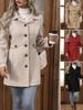 New Autumn Winter Women's Fashion Lapel Button Chic Slim Fit Wool Blend Coat Jacket