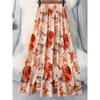 Elastic Waist Versatile Printed A-Line Midi Skirt